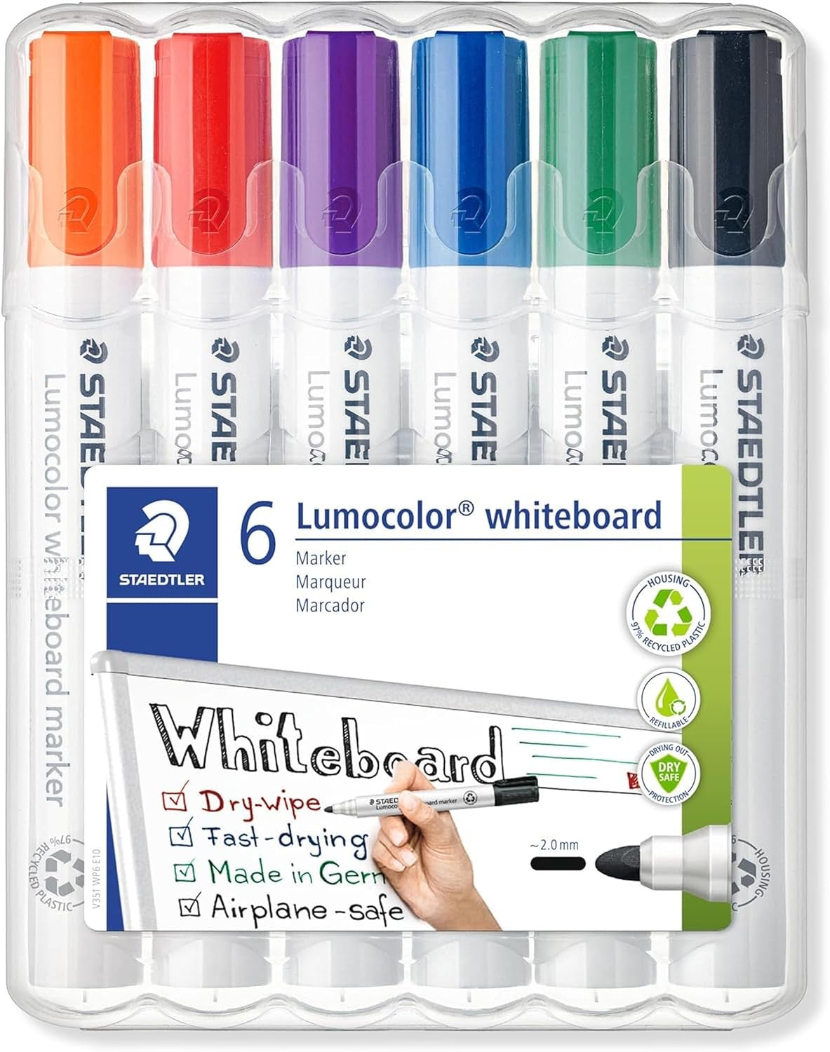 Lot de 6 marqueurs effaçables Staedtler® 351 B - Compatible OneGrip L Boite à BIP